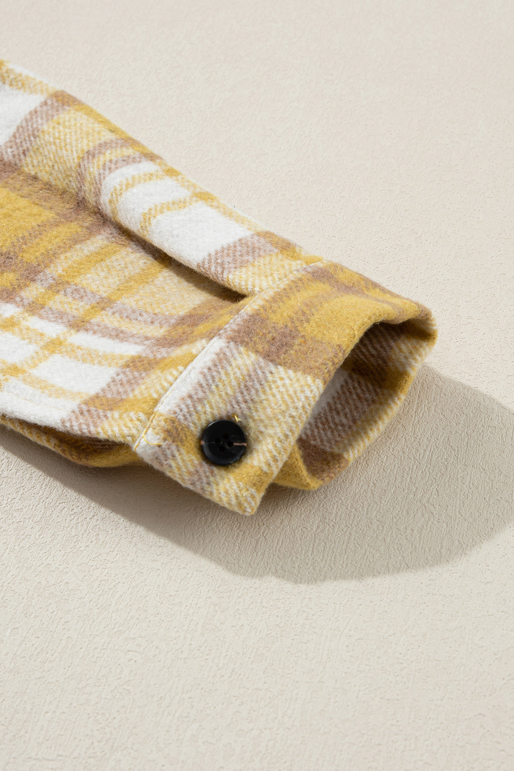 Yellow Plaid Flap Pocket Long Sleeve Shacket Plaid Shackets JT's Designer Fashion