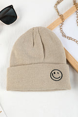 White Smiley Face Eaveless Beanie Hats Hats & Caps JT's Designer Fashion
