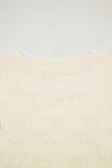 White Bow Jacquard Ruffle Sleeve Short 2pcs Outfit Short Sets JT's Designer Fashion