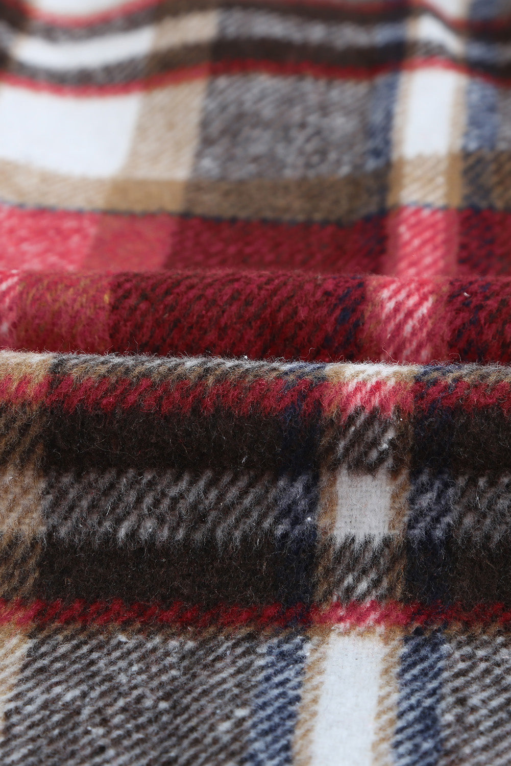Fiery Red Geometric Plaid Print Pocketed Shacket Plaid Shackets JT's Designer Fashion