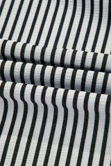 Black Stripe Short Sleeve Buttoned V Neck Pocketed Plus Size Mini Dress Plus Size Mini Dresses JT's Designer Fashion