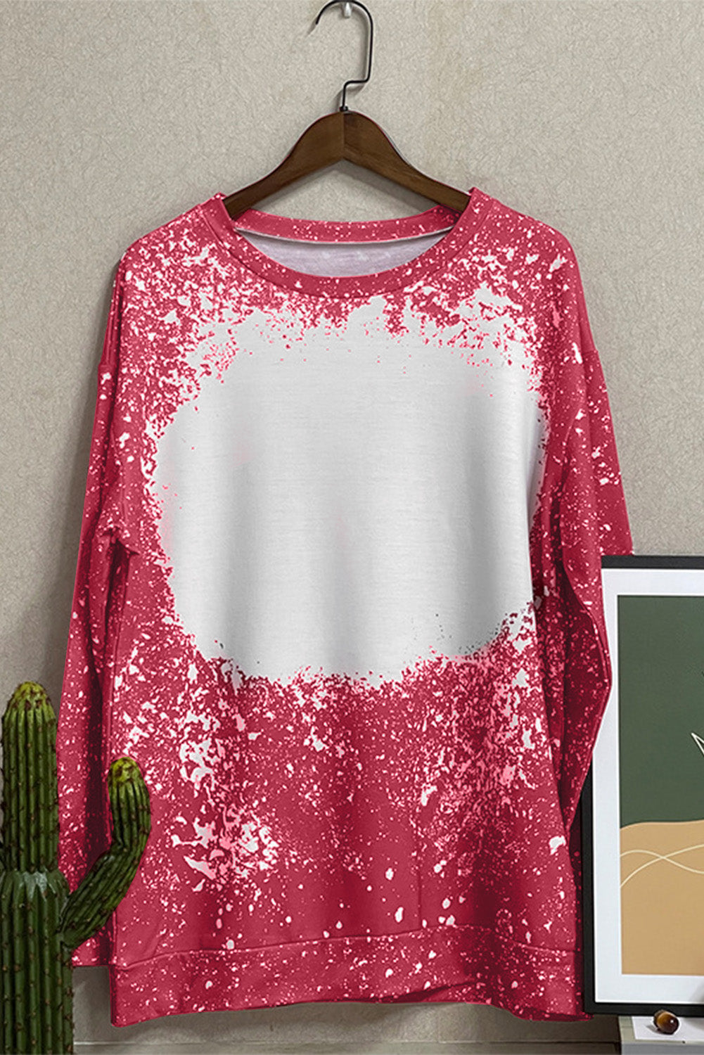Fiery Red Tie-dyed Crew Neck Pullover Sweatshirt Sweatshirts & Hoodies JT's Designer Fashion