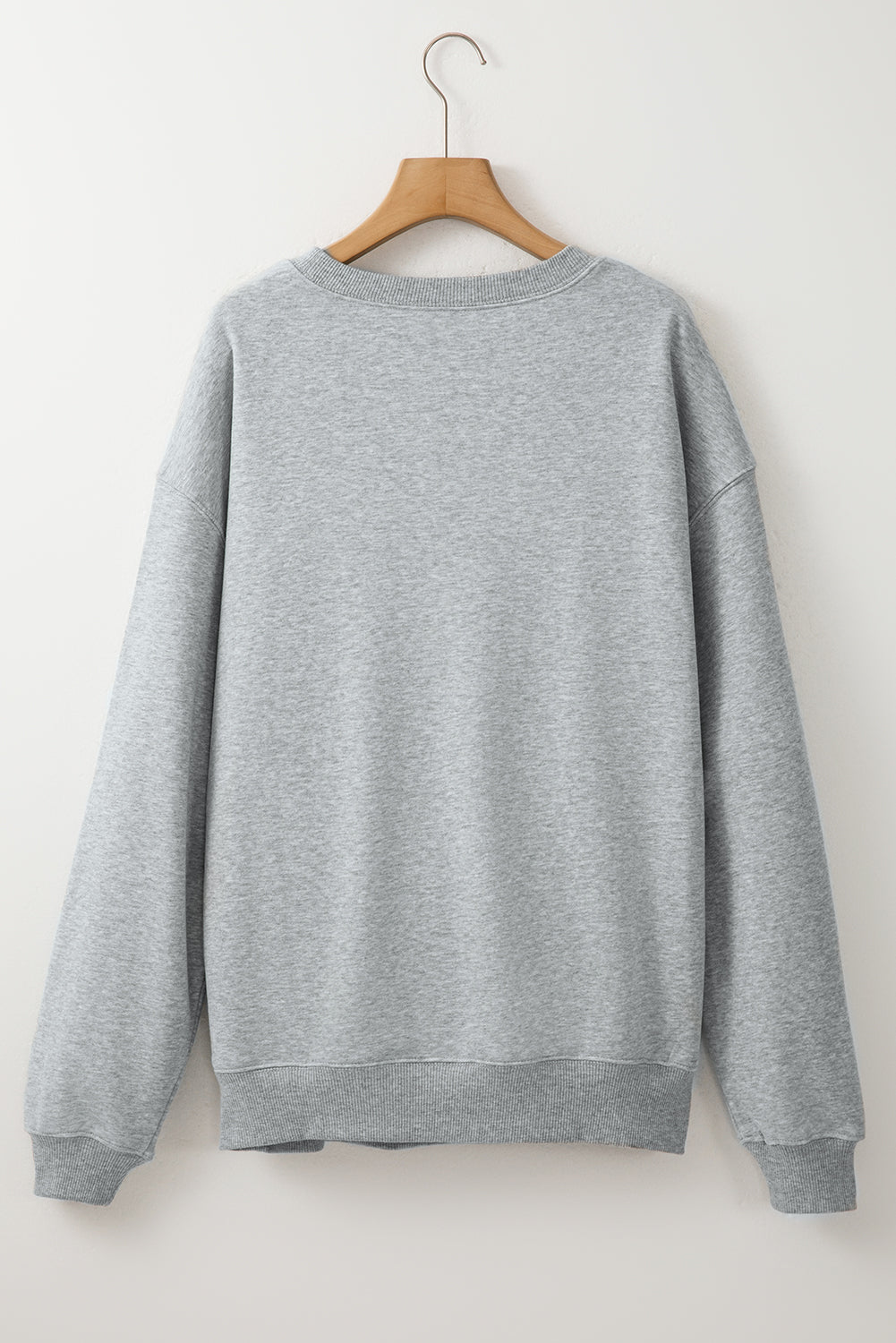 Light Grey Solid Loose Crew Neck Fleece Sweatshirt Sweatshirts & Hoodies JT's Designer Fashion
