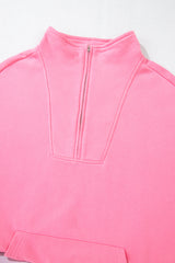 Bonbon Zip-up Stand Neck Kangaroo Pocket Sweatshirt Sweatshirts & Hoodies JT's Designer Fashion