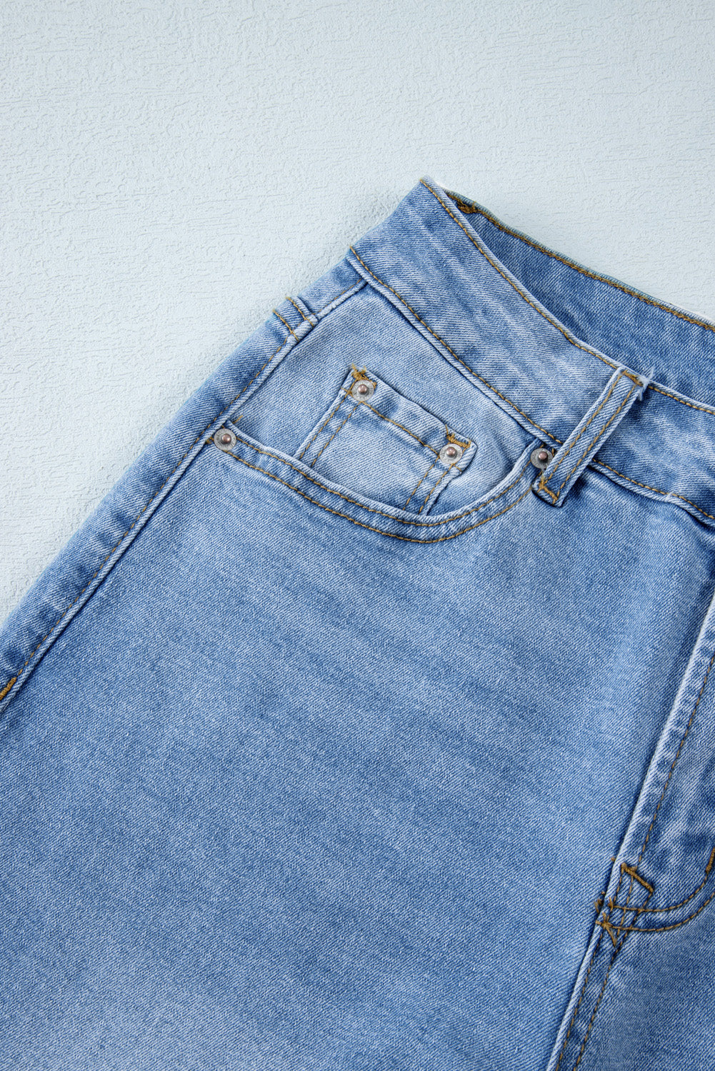 Dusk Blue Raw Hem Straight Leg Loose High Waist Jeans Jeans JT's Designer Fashion