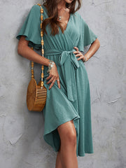 Surplice Flutter Sleeve Midi Dress Midi Dresses JT's Designer Fashion