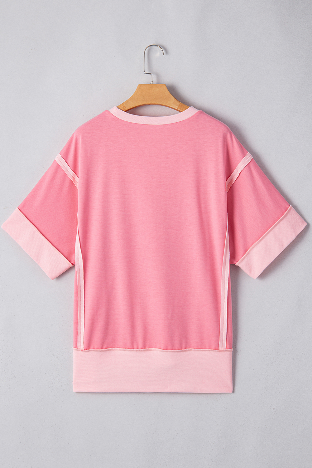 Peach Blossom Cowgirl Checkered Star Shape Print Exposed Seam T Shirt Graphic Tees JT's Designer Fashion
