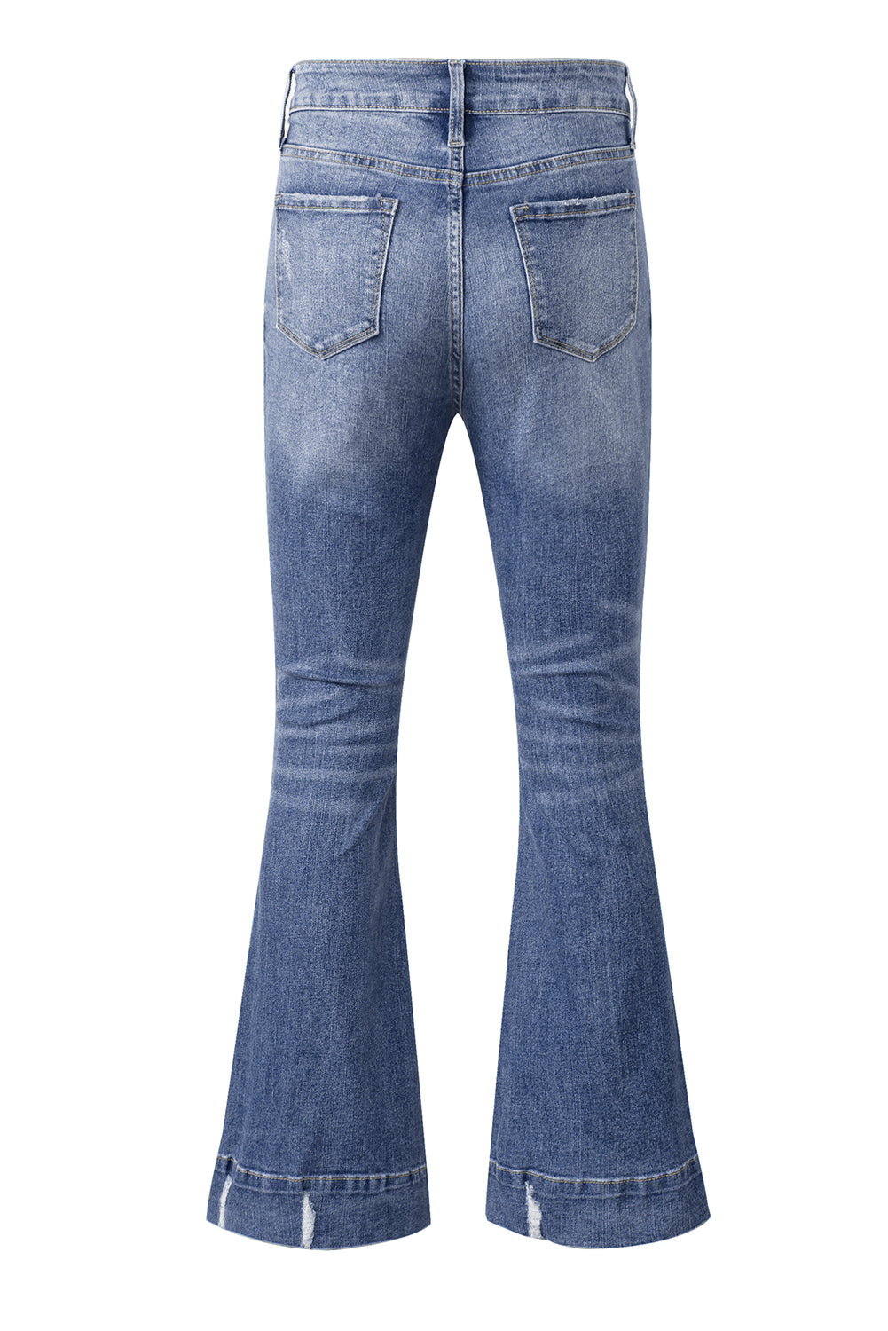 Sky Blue Slight Distressed Medium Wash Flare Jeans Jeans JT's Designer Fashion