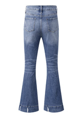 Sky Blue Slight Distressed Medium Wash Flare Jeans Jeans JT's Designer Fashion