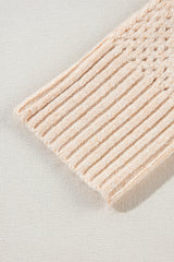 Parchment Loose Eyelet V Neck Drop Shoulder Sweater Sweaters JT's Designer Fashion