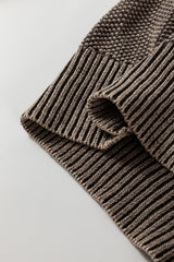 Dark Brown Contrast Cable Knit Sleeve Casual Sweater Sweaters JT's Designer Fashion