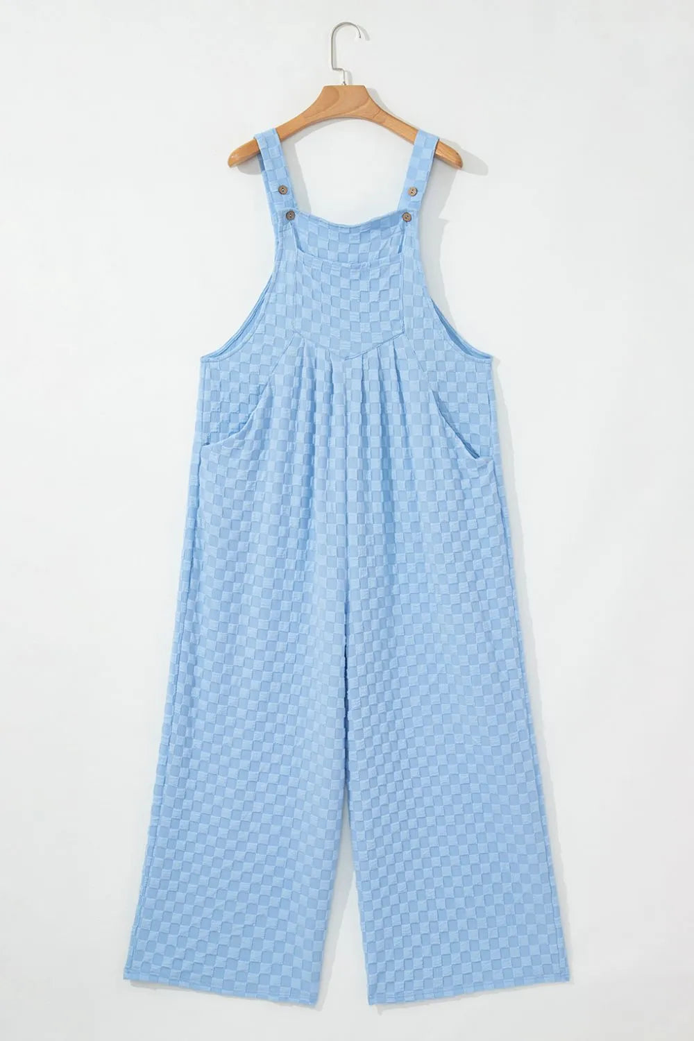 Checkered Pocketed Wide Leg Overalls Jumpsuits & Rompers JT's Designer Fashion