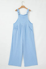Checkered Pocketed Wide Leg Overalls Jumpsuits & Rompers JT's Designer Fashion