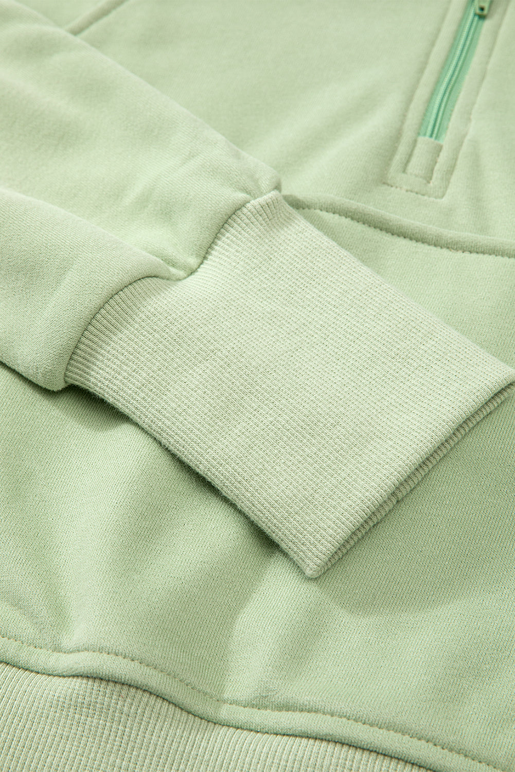 Smoke Green Quarter Zip Stand Neck Kangaroo Pocket Sweatshirt Sweatshirts & Hoodies JT's Designer Fashion