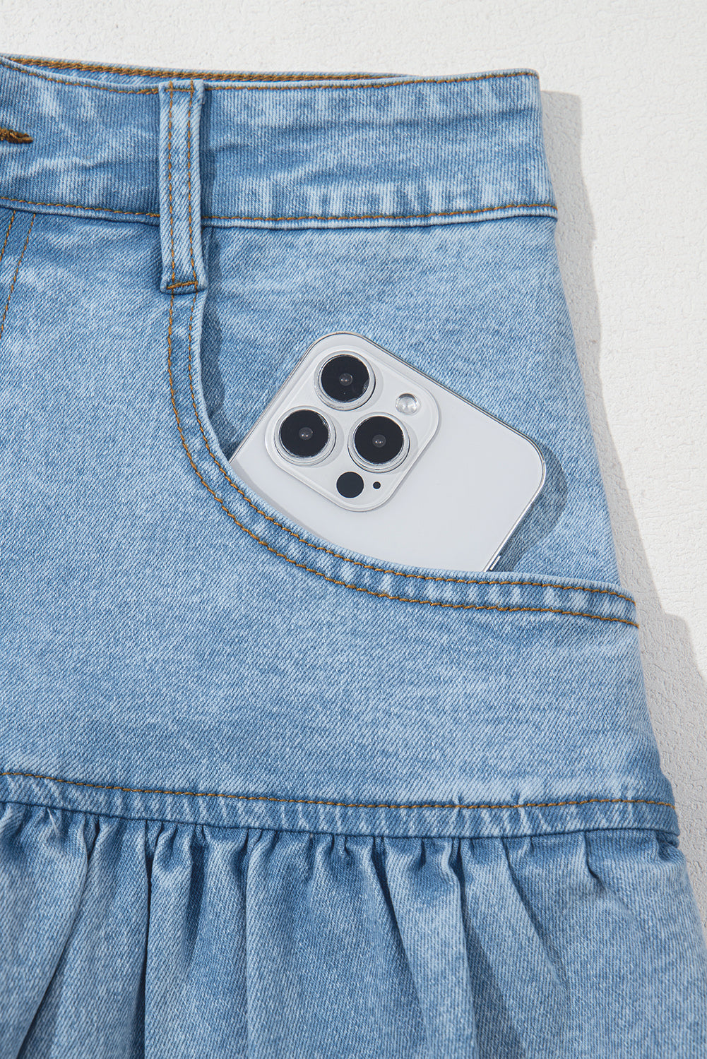 Myosotis Bubble Hem Denim Mini Skirt Skirts & Petticoat JT's Designer Fashion