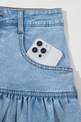 Myosotis Bubble Hem Denim Mini Skirt Skirts & Petticoat JT's Designer Fashion