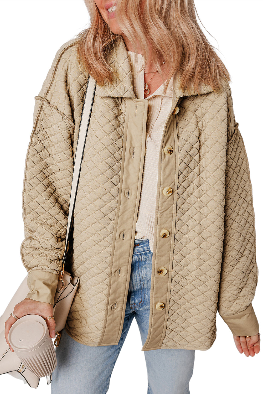 Jet Stream Solid Color Quilted Puffer Buttoned Shacket Jackets JT's Designer Fashion