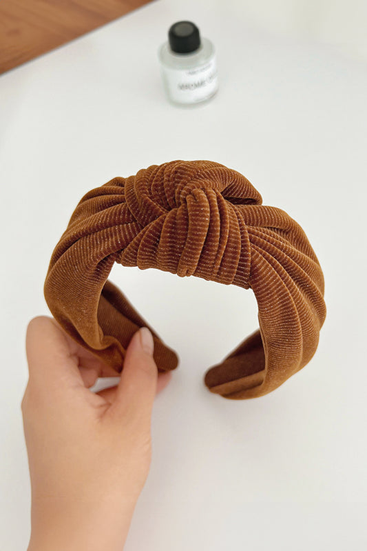 Chestnut Knotted Ribbed Wide Headband Headwear JT's Designer Fashion