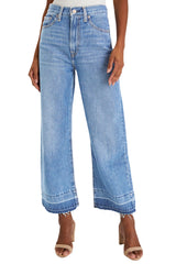 Dusk Blue Raw Hem Straight Leg Loose High Waist Jeans Jeans JT's Designer Fashion