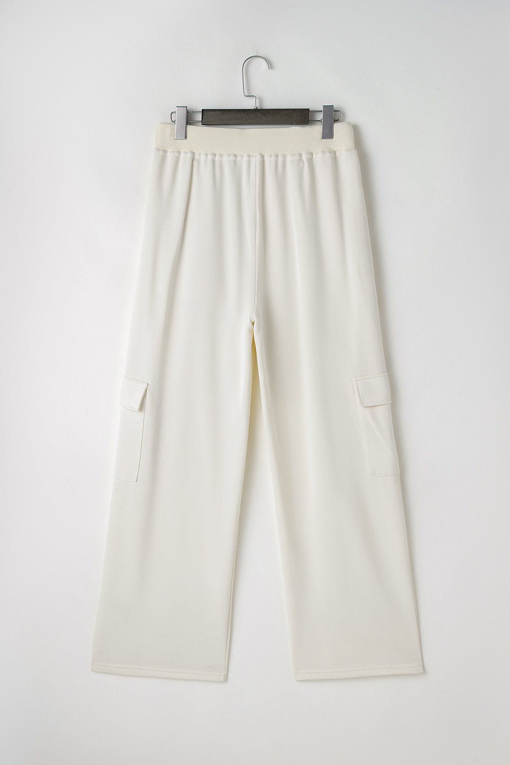 Beige Plain Cargo Pockets High Waist Casual Sweatpants Pants & Culotte JT's Designer Fashion