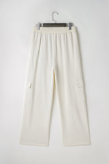 Beige Plain Cargo Pockets High Waist Casual Sweatpants Pants & Culotte JT's Designer Fashion