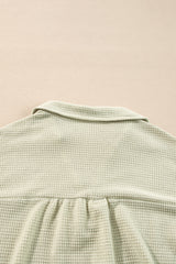 Parchment Textured Buttoned Long Sleeve Top 2 Piece Shorts Set Short Sets JT's Designer Fashion