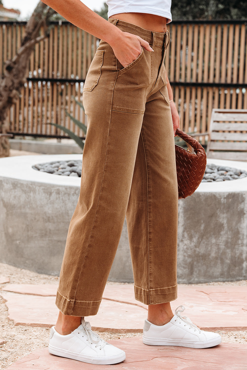 Breen Cropped High Rise Wide Leg Jeans Jeans JT's Designer Fashion