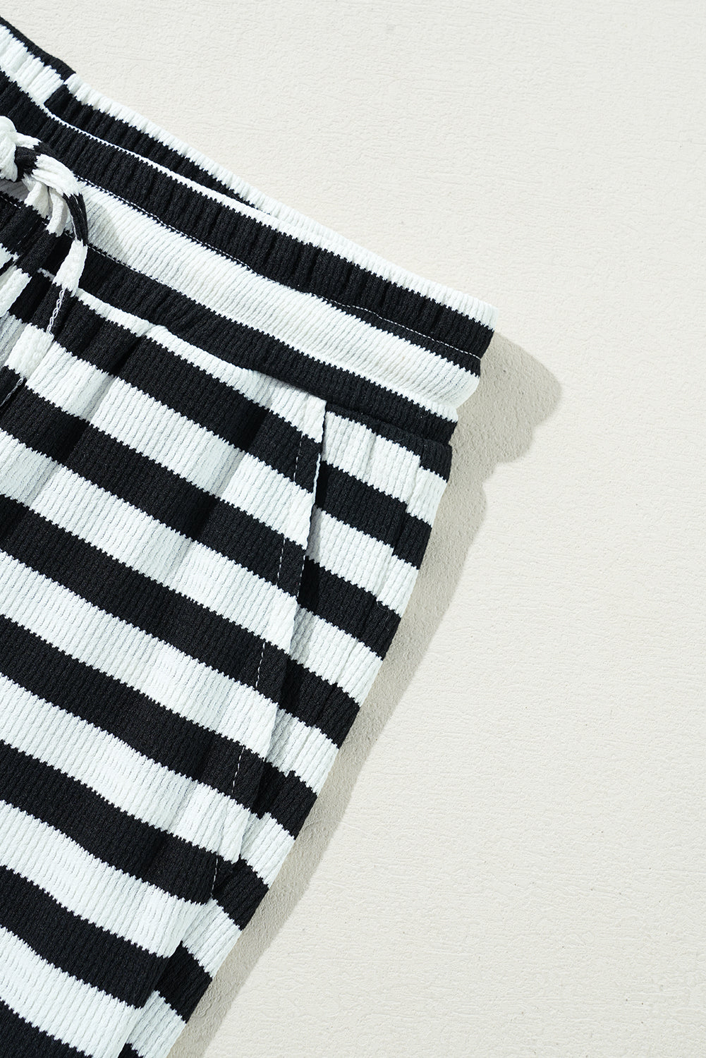 Black Stripe Lace-up Waist Casual Flared Pants Pants & Culotte JT's Designer Fashion