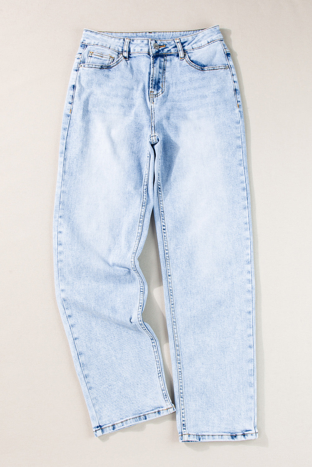Beau Blue Acid Wash Straight Jeans Jeans JT's Designer Fashion