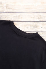 Black Plain Drop Shoulder Crewneck Pullover Sweatshirt Sweatshirts & Hoodies JT's Designer Fashion