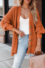 Gold Flame Button Front V Neck Chunky Cardigan Sweater Gold Flame 65%Acrylic+35%Polyamide Cardigans JT's Designer Fashion
