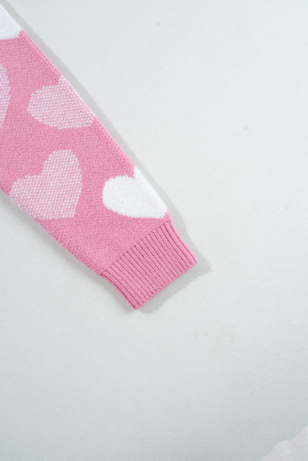 Pink Pearled Heart Print Valentines Crew Neck Sweater Sweaters JT's Designer Fashion