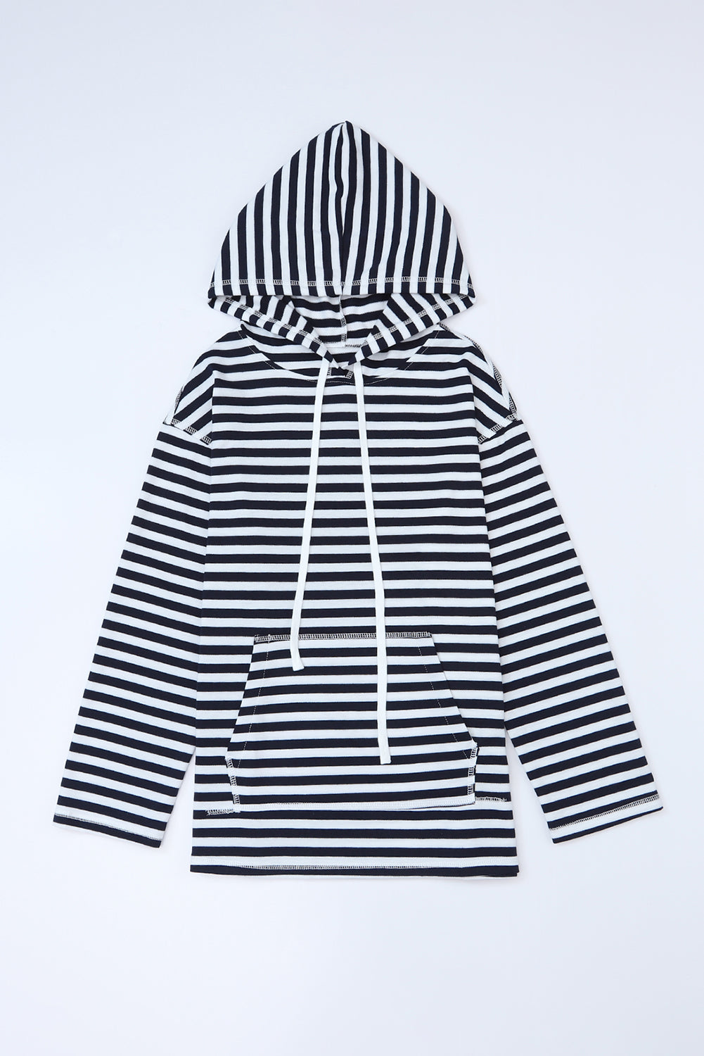 Stripe Kangaroo Pocket Drawstring Hoodie Sweatshirts & Hoodies JT's Designer Fashion