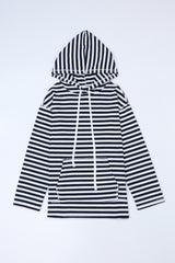 Stripe Kangaroo Pocket Drawstring Hoodie Sweatshirts & Hoodies JT's Designer Fashion