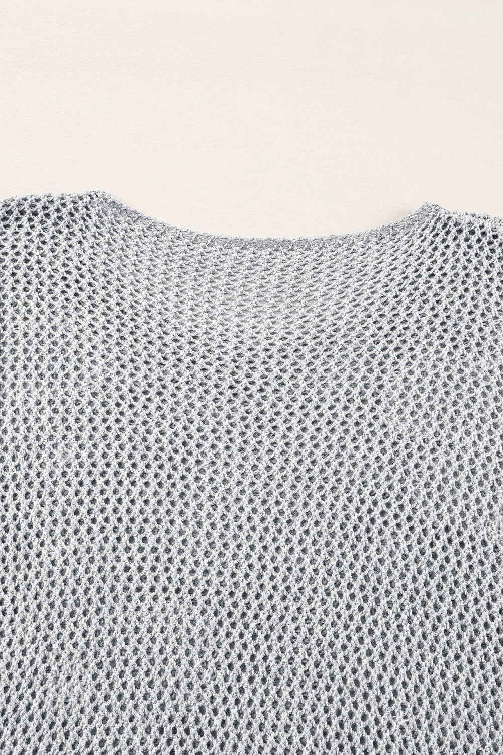 Light Grey Big Flower Hollowed Knit Drop Shoulder Sweater Sweaters JT's Designer Fashion