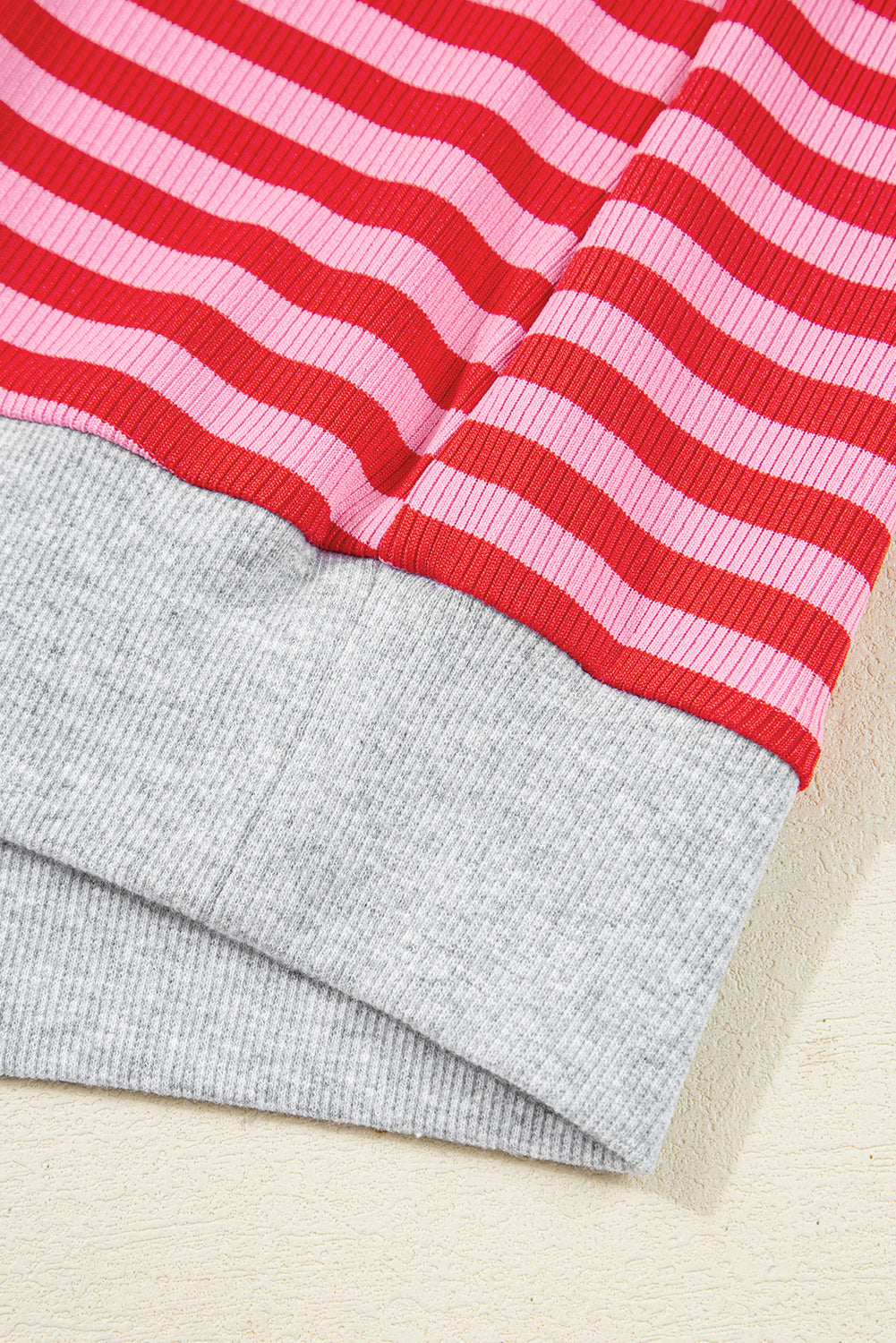 Red Stripe Drop Shoulder Baggy Pullover and Shorts Casual Set Short Sets JT's Designer Fashion