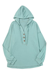 Buttoned High and Low Hem Hoodie Sweatshirts & Hoodies JT's Designer Fashion