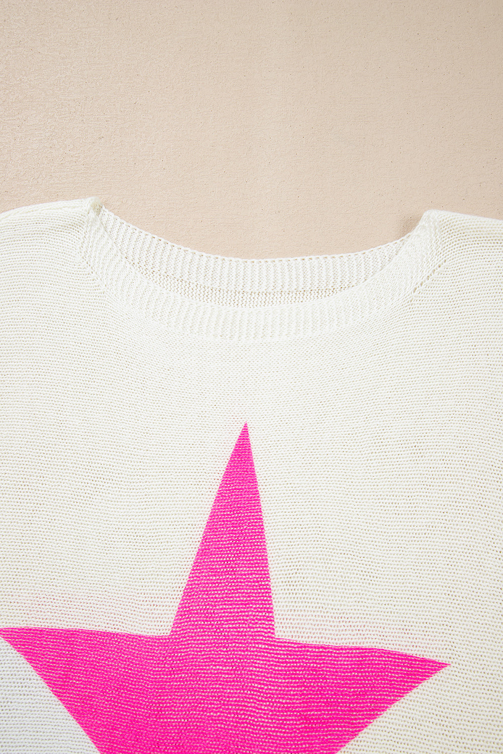 White Star Pattern Colorblock Striped Edge Drop Shoulder Sweater Sweaters JT's Designer Fashion
