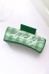 Dark Green St. Patricks Plaid Lucky Pattern Claw Clip Headwear JT's Designer Fashion