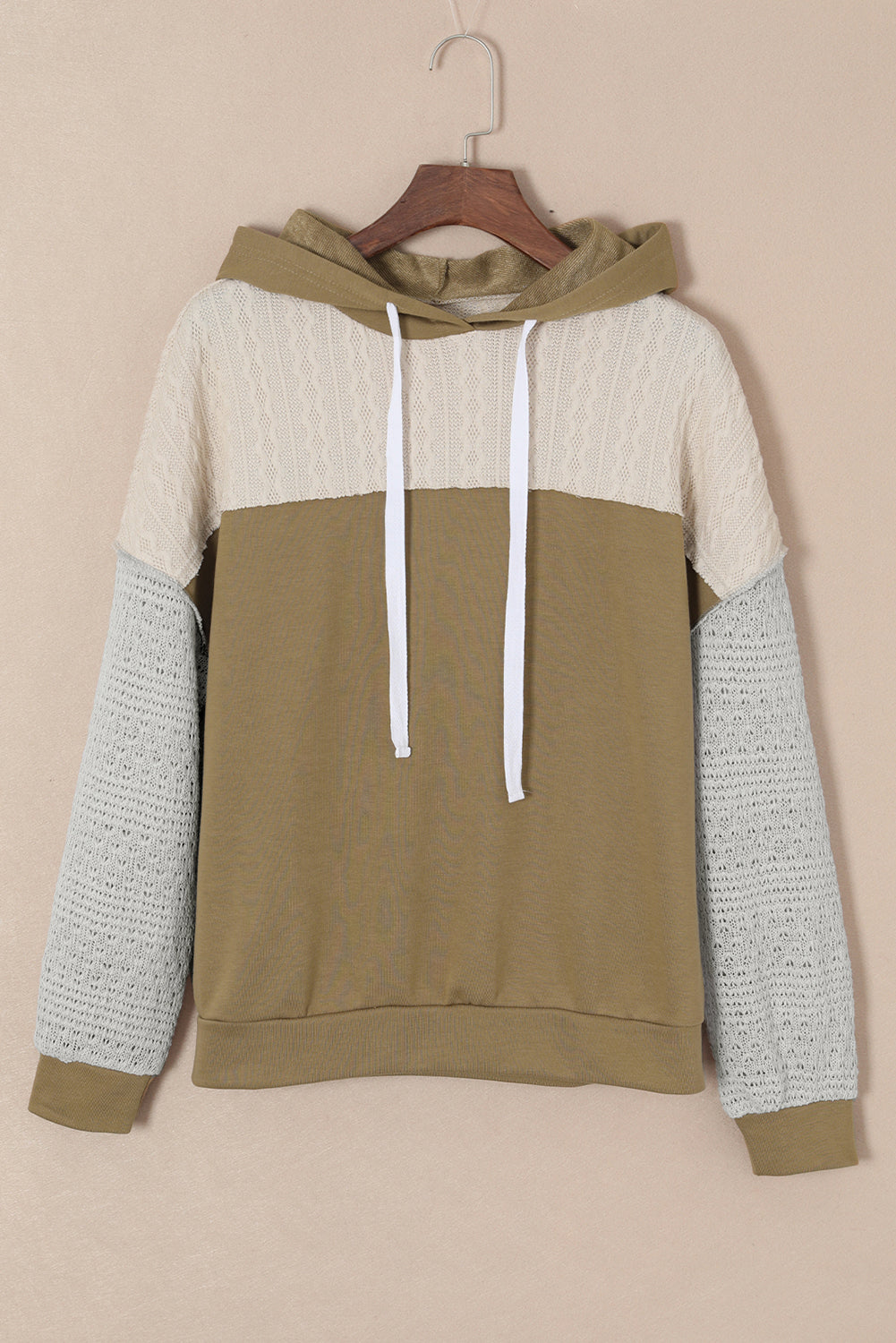 Brown Colorblock Patchwork Pullover Hoodie Sweatshirts & Hoodies JT's Designer Fashion