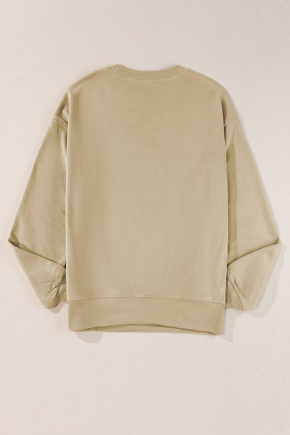 Parchment Solid Loose Crew Neck Fleece Sweatshirt Sweatshirts & Hoodies JT's Designer Fashion