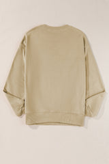 Parchment Solid Loose Crew Neck Fleece Sweatshirt Sweatshirts & Hoodies JT's Designer Fashion
