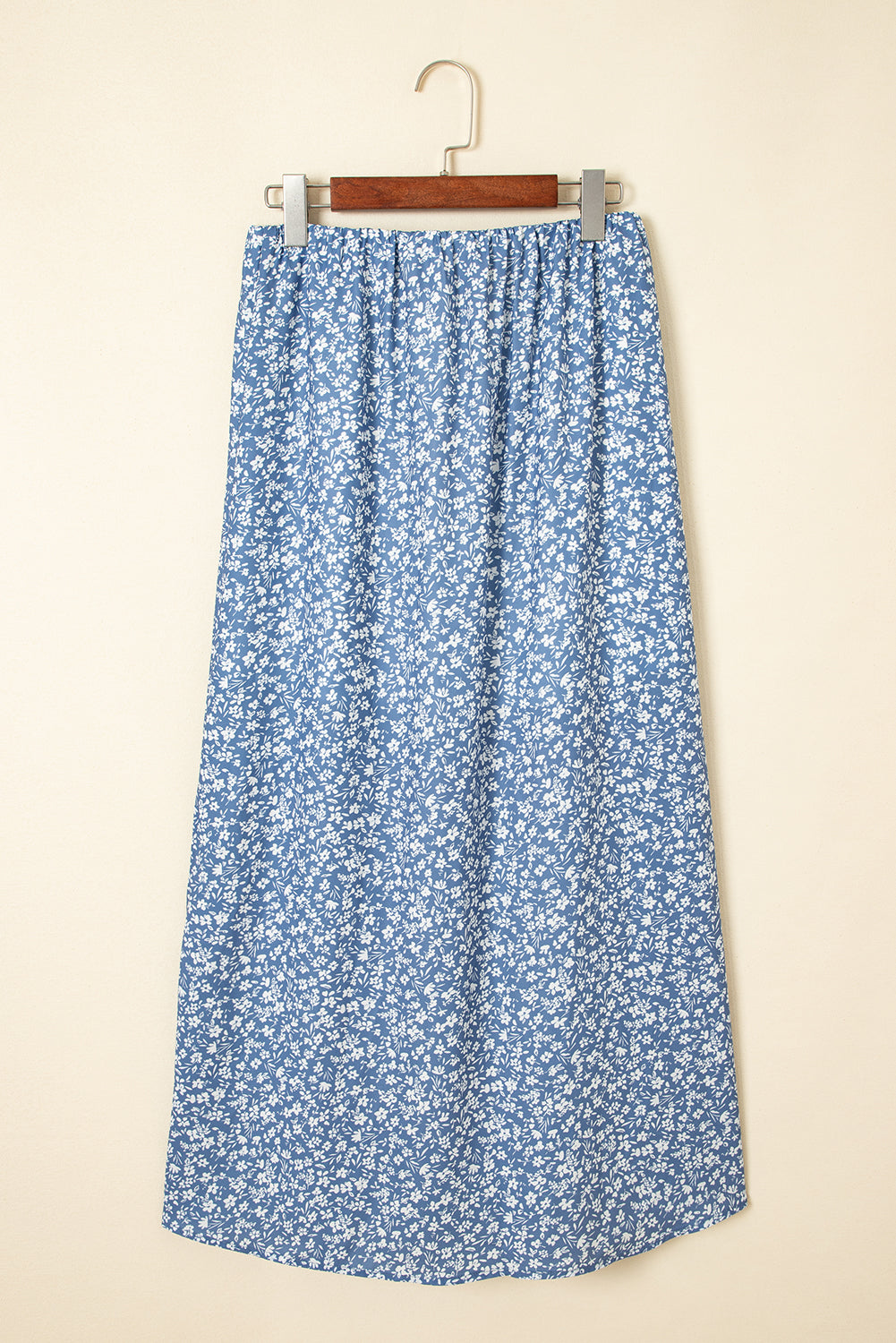 Sky Blue Boho Floral High Waist Long Skirt with Side Split Skirts & Petticoat JT's Designer Fashion