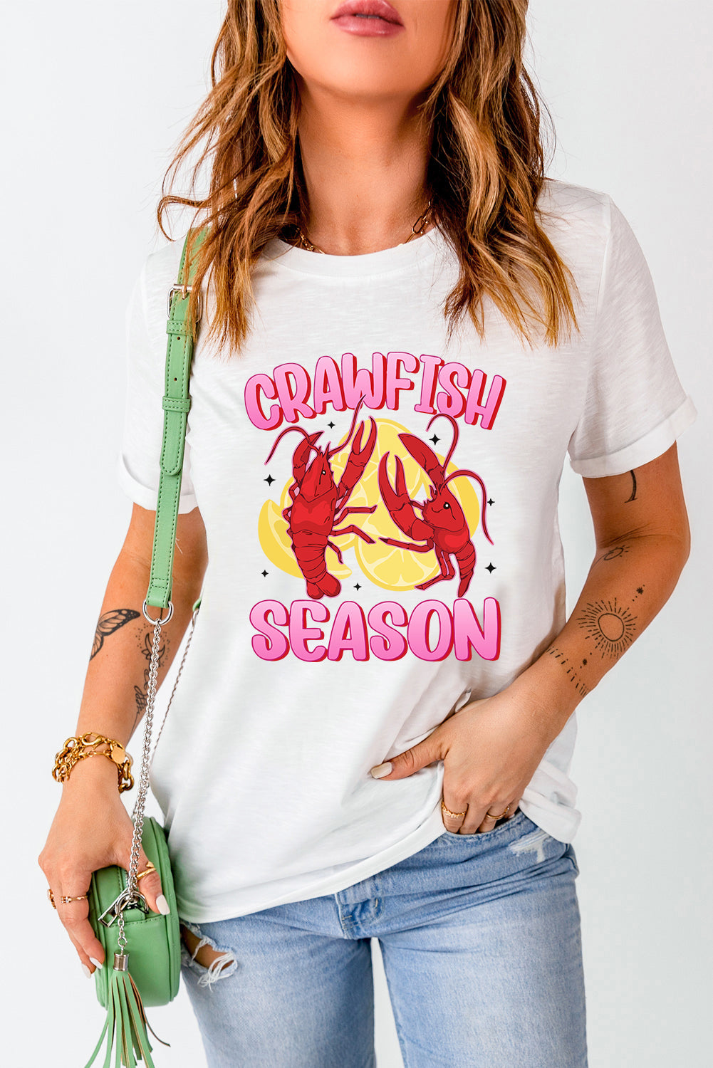 White CRAWFISH SEASON Lemon Spice Graphic Tee Graphic Tees JT's Designer Fashion