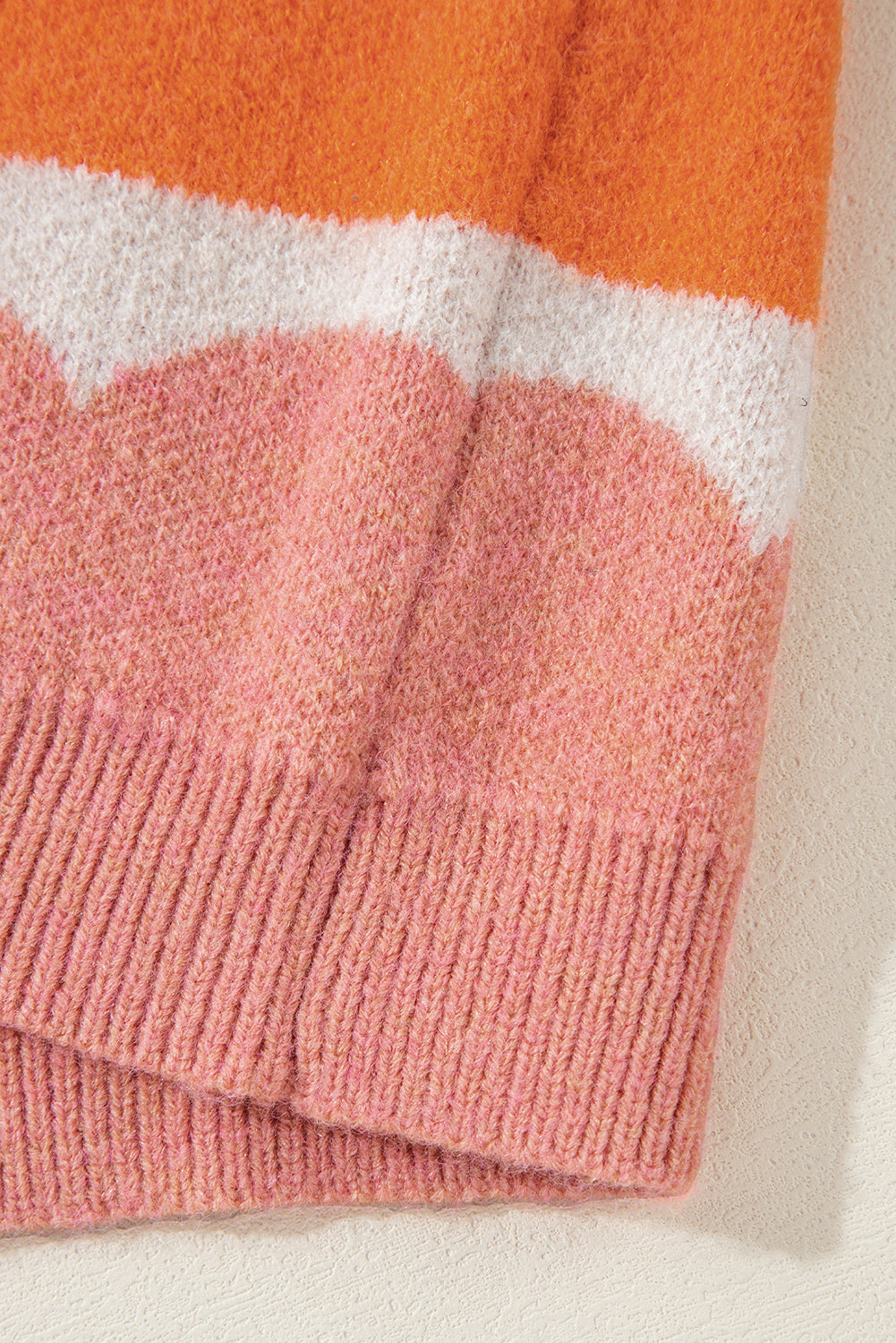 Rose Red Wave Striped Balloon Sleeve Drop Shoulder Sweater Sweaters JT's Designer Fashion