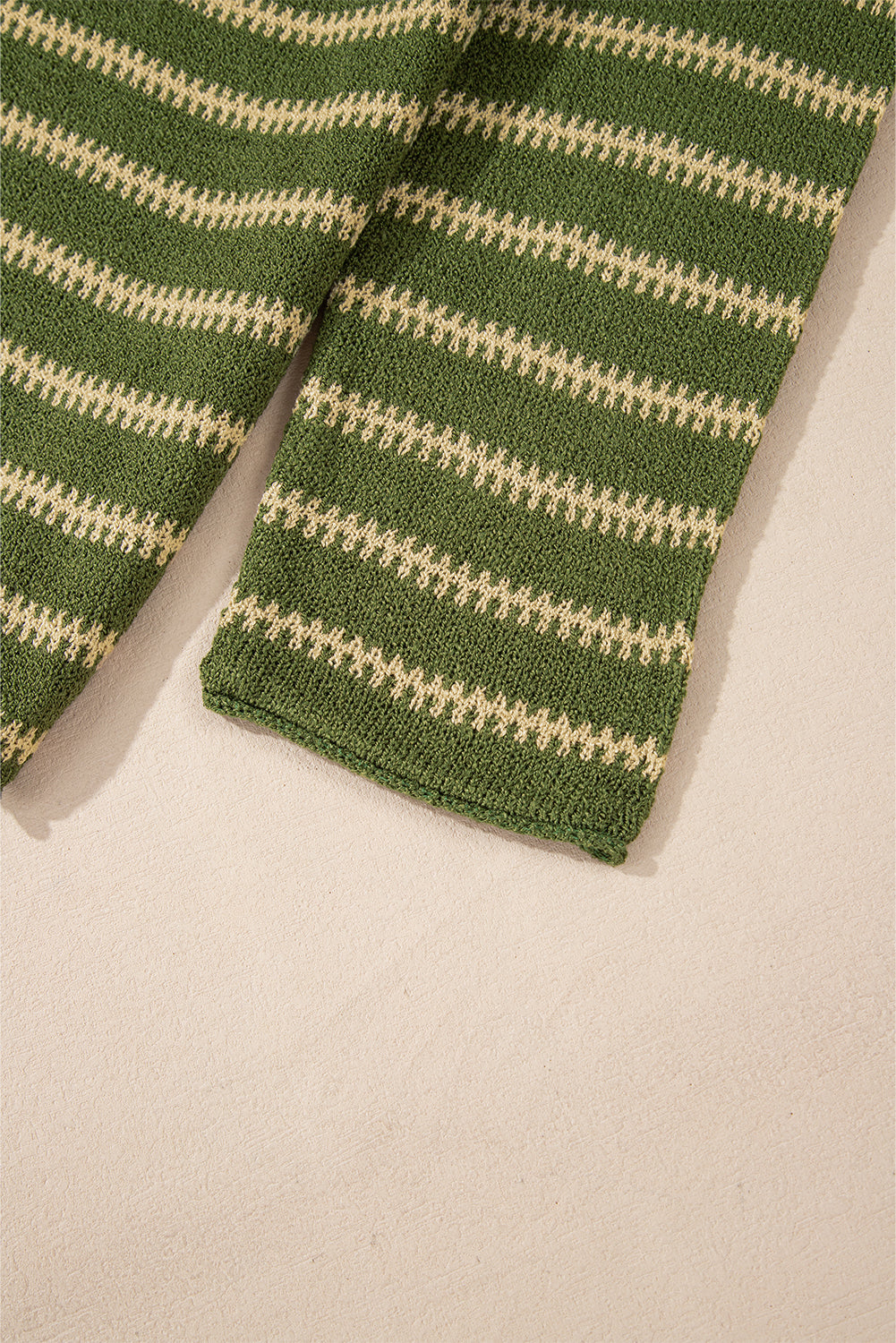 Green Stripe Drop Shoulder Casual Sweater Sweaters JT's Designer Fashion