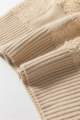 Parchment Checkered Sherpa Crew Neck Loose Sweater Sweaters JT's Designer Fashion