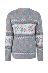 Gray Retro Snowflake Pattern Mock Neck Fuzzy Sweater Sweaters JT's Designer Fashion