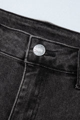 Carbon Grey Raw Hem High Waist Denim Shorts Denim Shorts JT's Designer Fashion