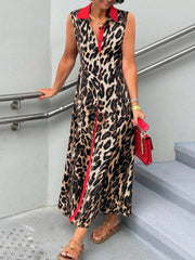 Plus Size Leopard Print Sleeveless Long Dress Leopard Maxi Dresses JT's Designer Fashion